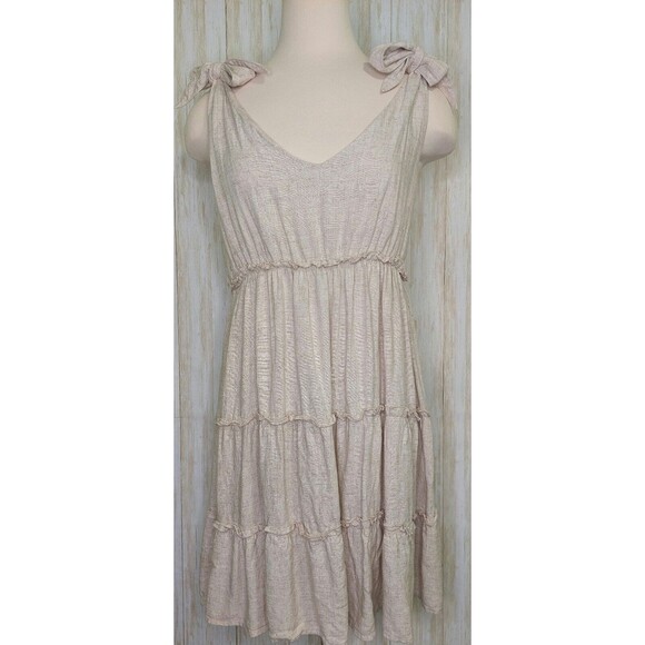 Pink Lily Dresses & Skirts - Pink Lily Women's Dress~Linen Blend~ Sleeveless~Ruffled~Tie Straps~Size Large